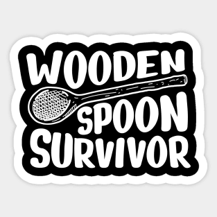 Wooden spoon survivor - white type Sticker